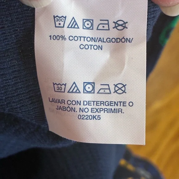 Polo by Ralph Lauren Long Sleeve Thermal Shirt Blue with Multicolor Graphics - Picture 6 of 6